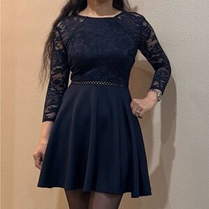 Elegant Navy Lace Dress